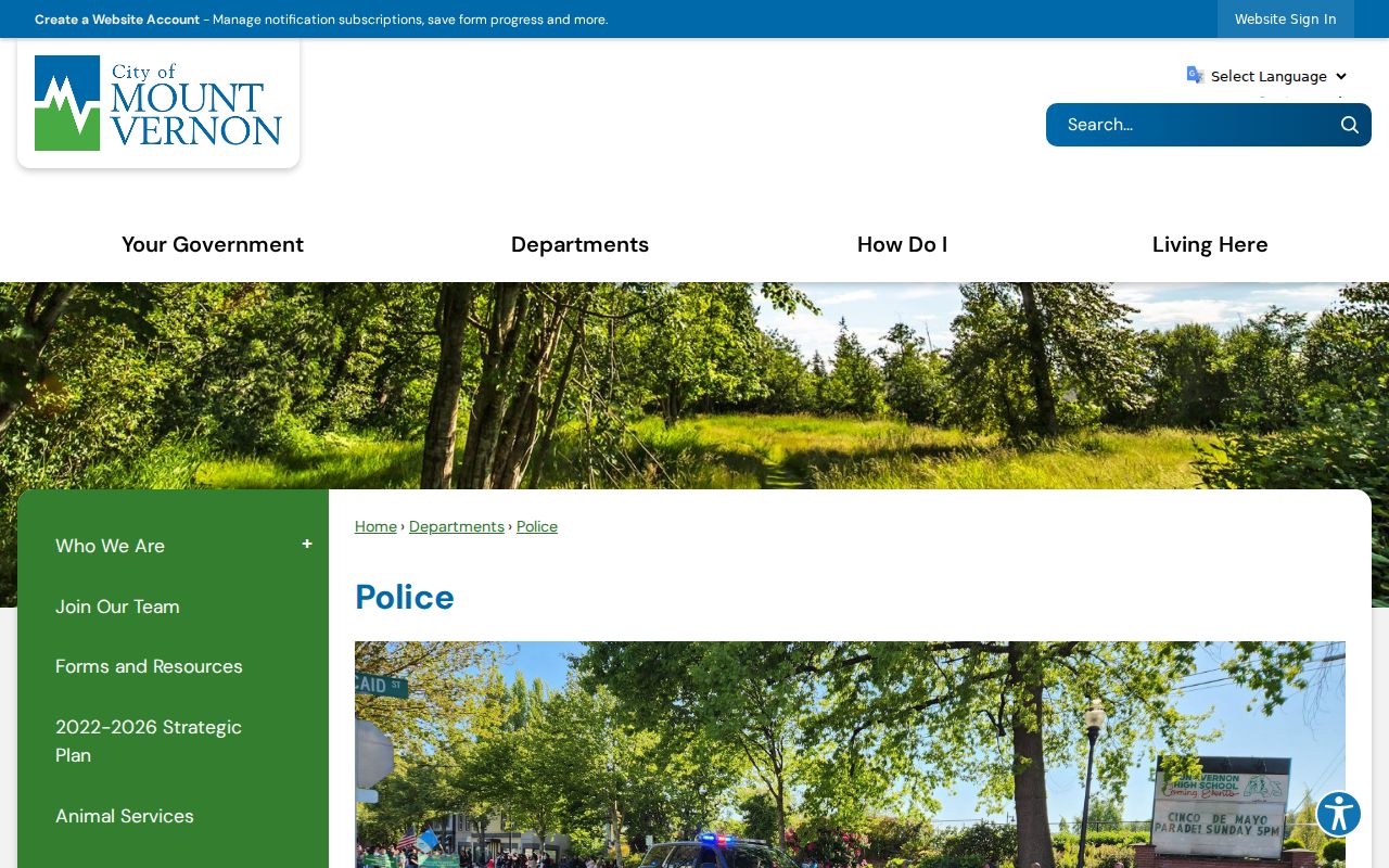 Mount Vernon criminal history police department records page