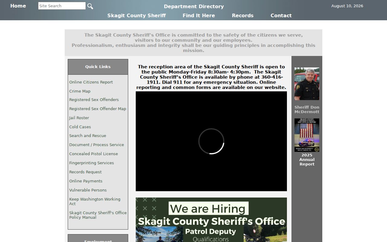Skagit County Sheriff criminal records and official lookup links